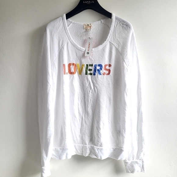 New Sundry Lovers Rainbow Graphic Front Crewneck Pullover Sweatshirt NWT 3/Large - Picture 1 of 10